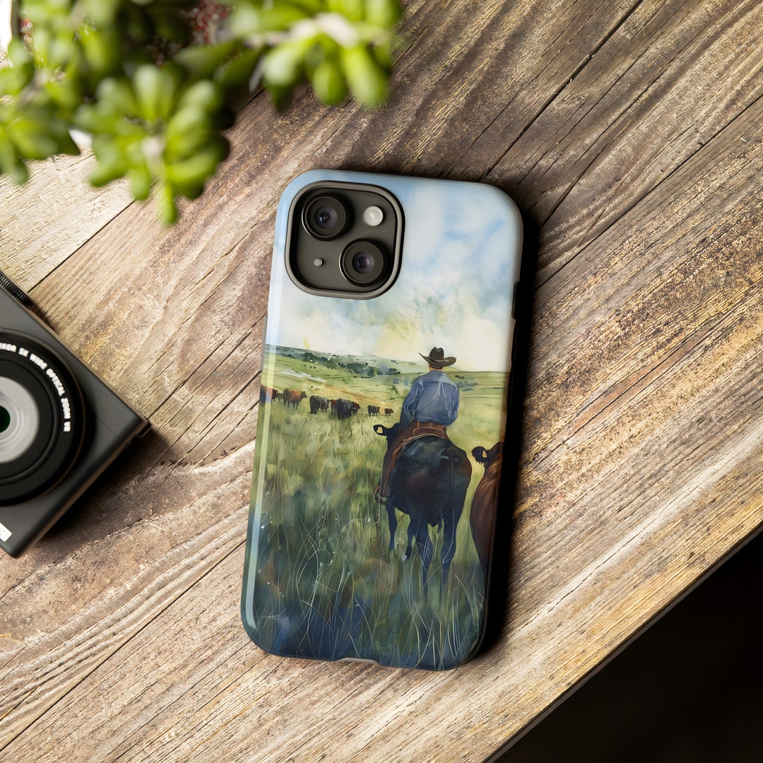 Rustic Cowboy Phone Case Western Landscape With Cattle for Iphone