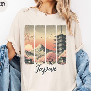 Japan Mt Fuji Landscape Shirt, Cherry Blossom T-shirt, Gift for Japan Lover, Asia Trip Shirt, Sakura Japanese Shirt, Japan Shirt, Mount Fuji