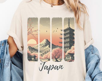 Japan Mt Fuji Landscape Shirt, Cherry Blossom T-shirt, Gift for Japan Lover, Asia Trip Shirt, Sakura Japanese Shirt, Japan Shirt, Mount Fuji