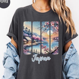 Japan Shirt, Cherry Blossom Shirt, Gift for Japan Lover, Asia Trip Travel Shirt, Sakura Shirt, Cherry Tree Spring Shirt, Japanese Landscape