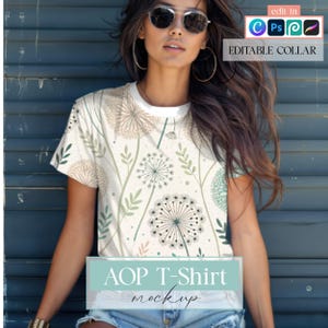 AOP T-Shirt Mockup, Canva mockup, All over print t-shirt, Tshirt mockup Canva Template PSD mockup, tshirt mock up round neck stanley stella