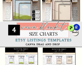 Woven Blanket Size Chart Templates | Canva Listing Mockups (Digital Download)