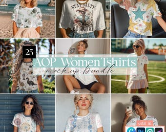 AOP T-Shirt Mockup Bundle: Canva & PSD Templates (Digital Download