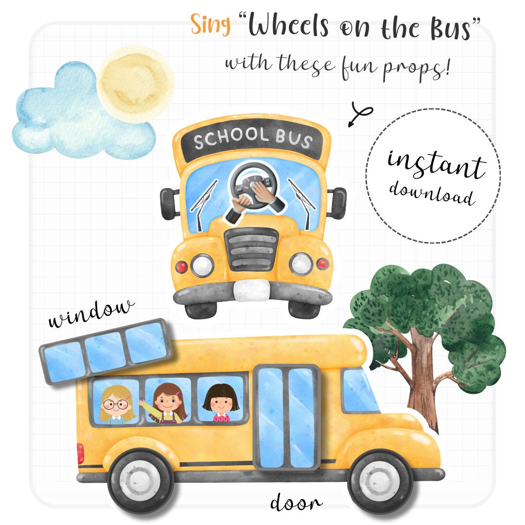 Wheels on the Bus, Printable Props. Nursery Rhymes. Baby and Toddler ...