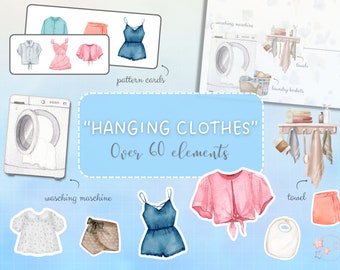 Hanging clothes activity.Printable.Matching clothes activity. Summer activity.Toddler game.Toddler busy bag activity.