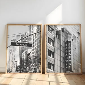 ブロードウェイシアター ニューヨーク 旅行プリント マンハッタン ウォールアート 2枚セット ミュージカルシアター写真 ストリートサイン写真 ニューヨークプリント 黒 白