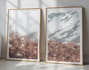 Bunny Tail Grass Set of 2 Prints Multipanel Wall Art Dried Grass Neutral Gallery Wall Photos Boho Earth Tones Print