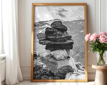 Pebble Art Print Meditative Home Decor Balanced Stones Photo Minimalist Rocks Wall Art Neutral Large Print Spiritual Nature Art