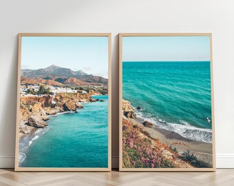 Coastal Gallery Set 2 Pieces Wall Art House Warming Ocean Print Set Spain Wallart Downloadable Photos Beach Gallery Set