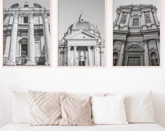 Rome Architecture Print Set: Black & White Italy Church Photo (Digital Download)