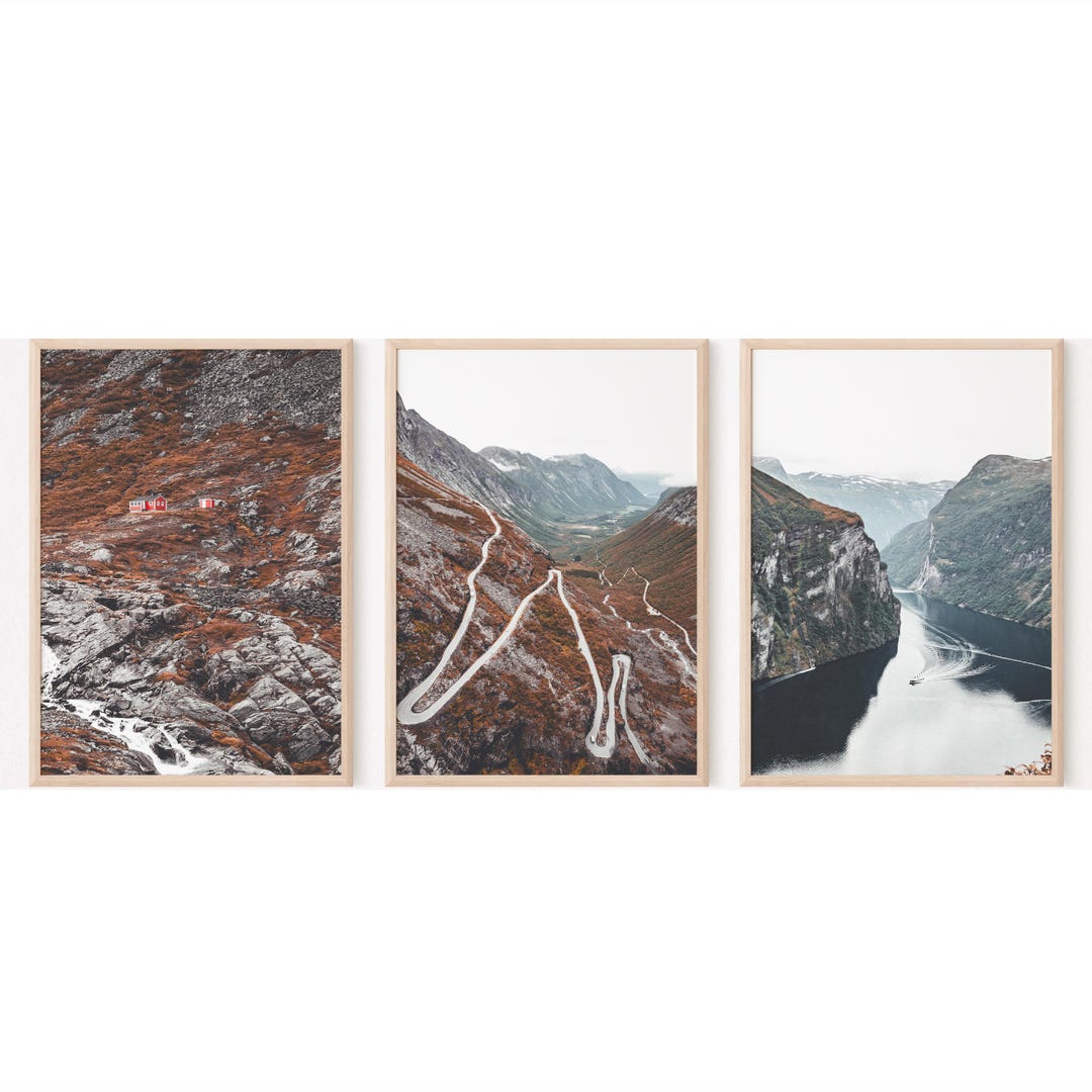 Mountain Print Set of 3 Nature Nordic Posters Earth Tones Prints Nordic ...