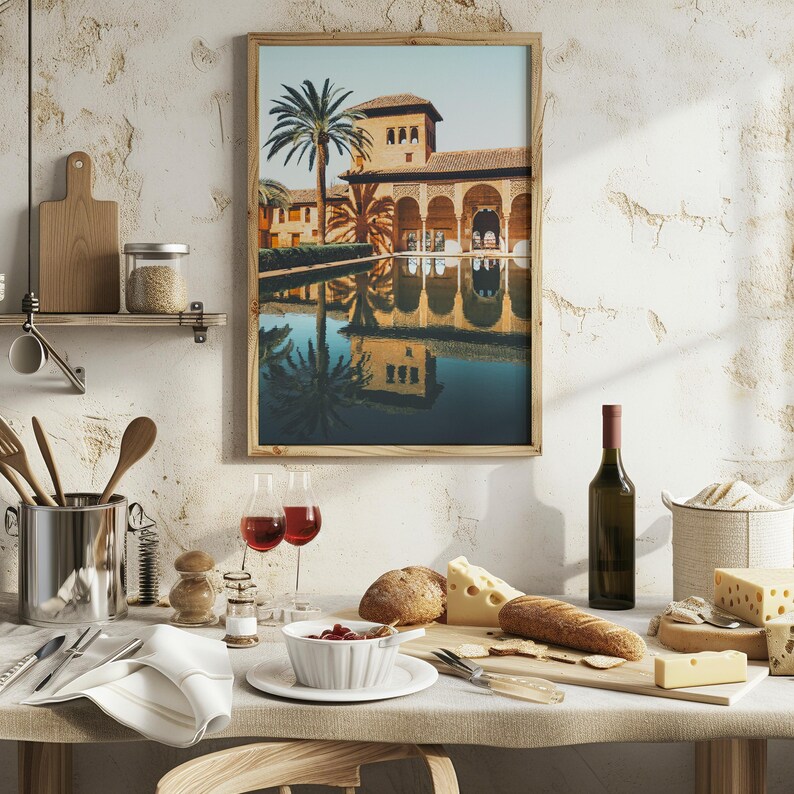Granada Spain Print Moorish Architecture Printable Alhambra Wall Art Spain Travel Print Desert Palace Garden Islamic Architecture Poster