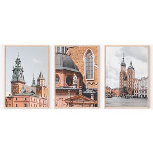 Lot de 3 impressions de photographies de Cracovie : architecture médiévale de la Pologne (téléchargement numérique)