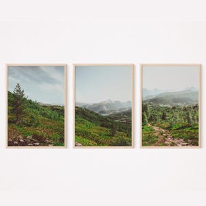 Norway mountain forest, Print set of 3, Nordic landscape photography, Digital download real photo