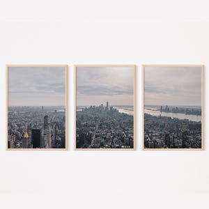 Conjunto de 3 impresiones fotográficas de Manhattan de Nueva York para pared, minimalistas, descarga digital, paisaje urbano, destinos de viaje, decoración de pared