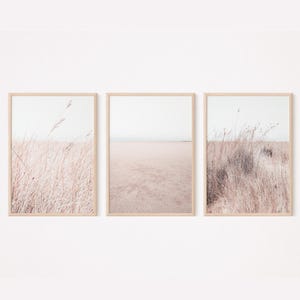 Neutral Beach Grass Photography Print Set: Boho Coastal Wall Art (Digital Download