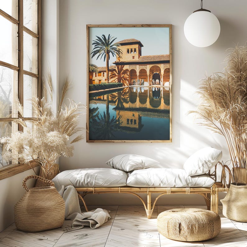 Granada Spain Print Moorish Architecture Printable Alhambra Wall Art Spain Travel Print Desert Palace Garden Islamic Architecture Poster