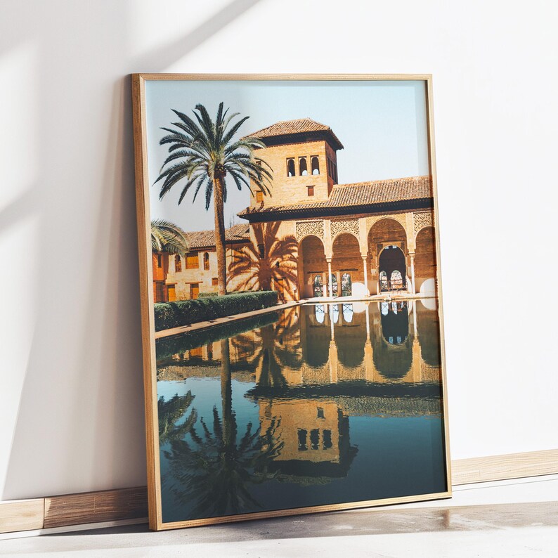 Granada Spain Print Moorish Architecture Printable Alhambra Wall Art Spain Travel Print Desert Palace Garden Islamic Architecture Poster
