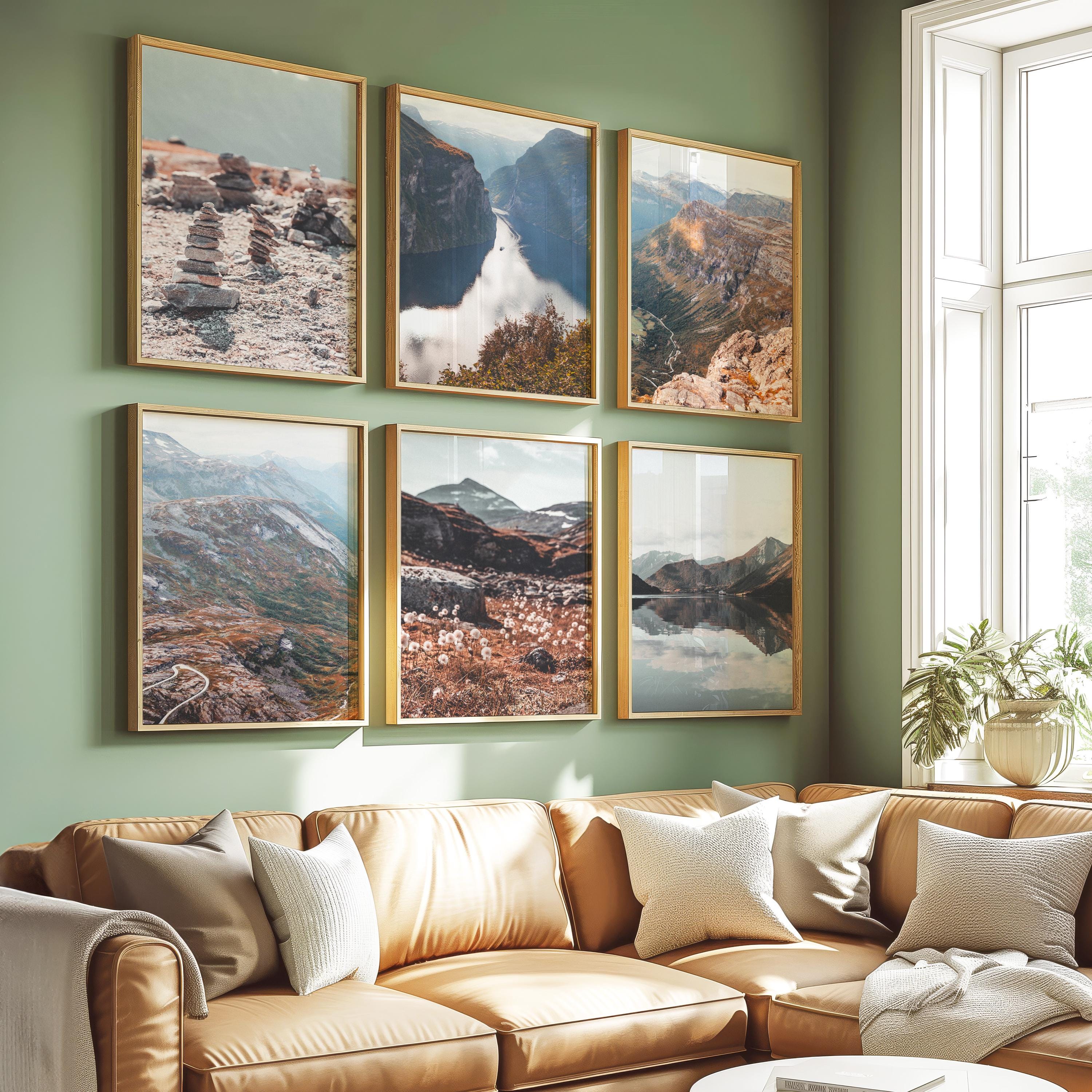 Rustic Wall Set 6 Piece Wall Art Earthy Tones Wildflower Landscape