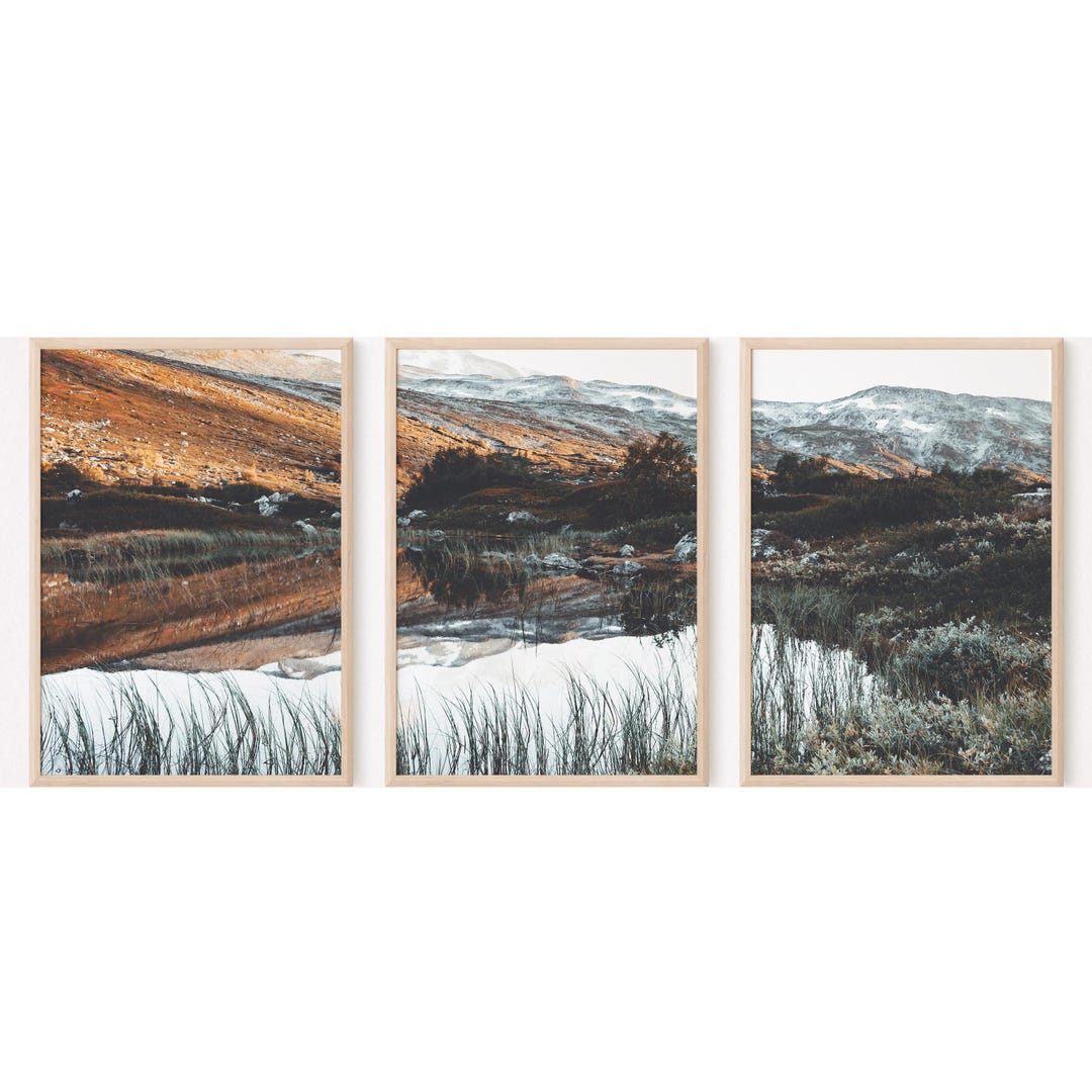 Mountain Nature Photography Set of 3 Art Prints Mountain Lake Landscape ...