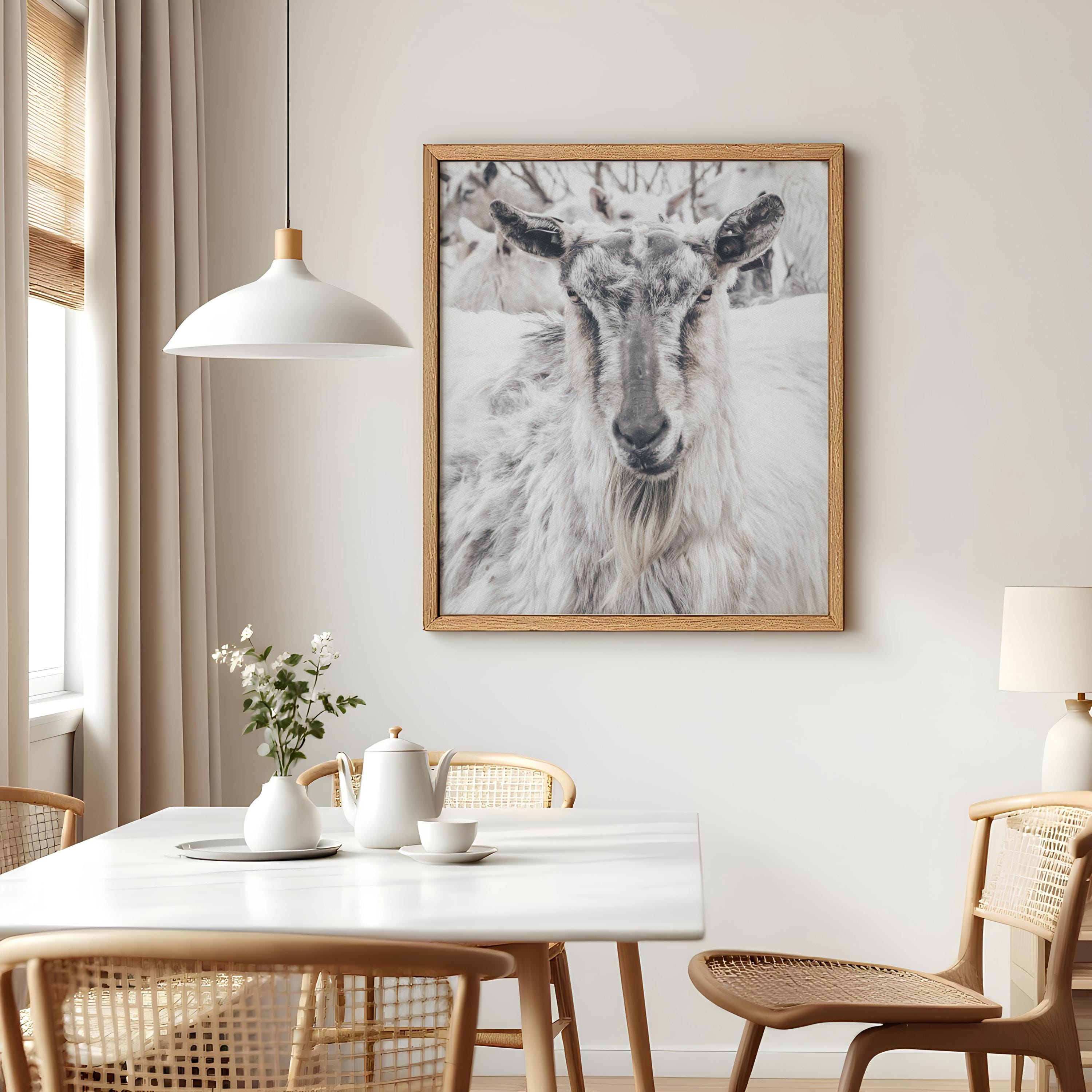 Décoration Murale Encadrée En Forme De Chèvre : Portrait D'animaux De Campagne Pour Salle De Bain, Ferme, Peinture Sur Bois, œuvre D'art Rustique