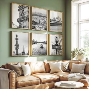Paris Set of 6 Prints France Black & White Wall Art Paris Photography Gallery Wall Travel Poster Paris City Prints Paris Printable 6 Panel
