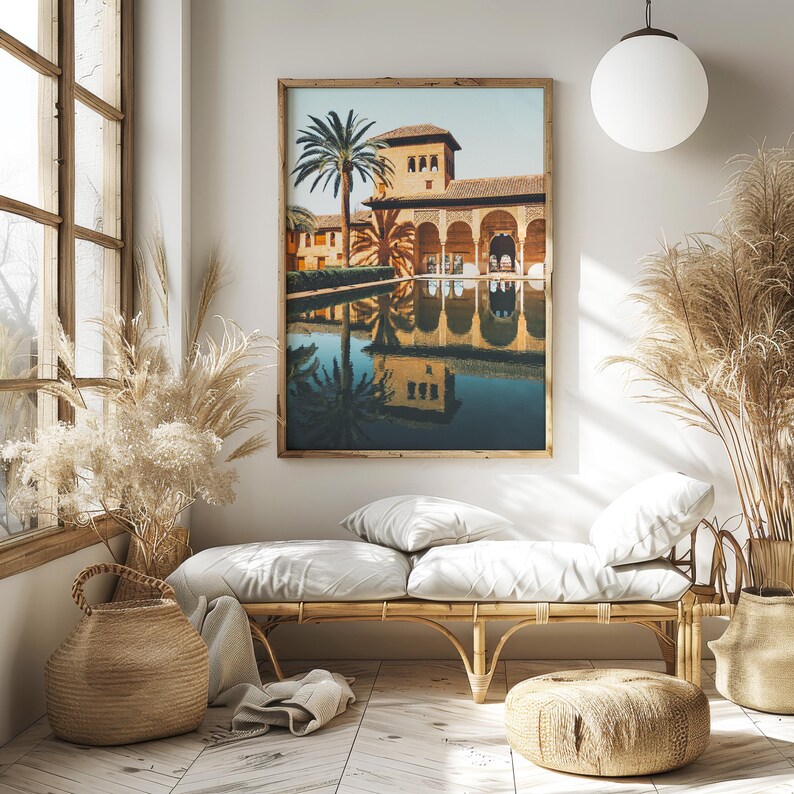 Granada Spain Print Moorish Architecture Printable Alhambra Wall Art Spain Travel Print Desert Palace Garden Islamic Architecture Poster