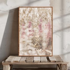 Lupine Flower Field Photography Print: Boho Rustic Wall Art (Digital Download
