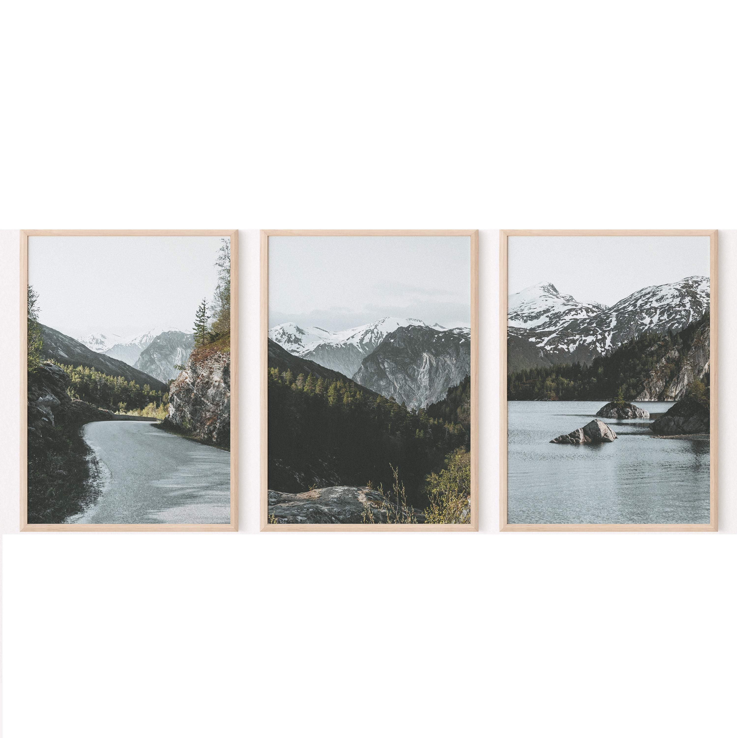 Mountain Print Set of 3 Downloadable Pictures Forest Nature Print Set ...