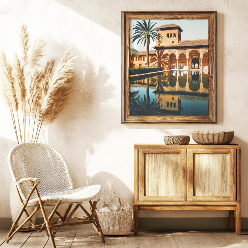 Granada Spain Print Moorish Architecture Printable Alhambra Wall Art Spain Travel Print Desert Palace Garden Islamic Architecture Poster
