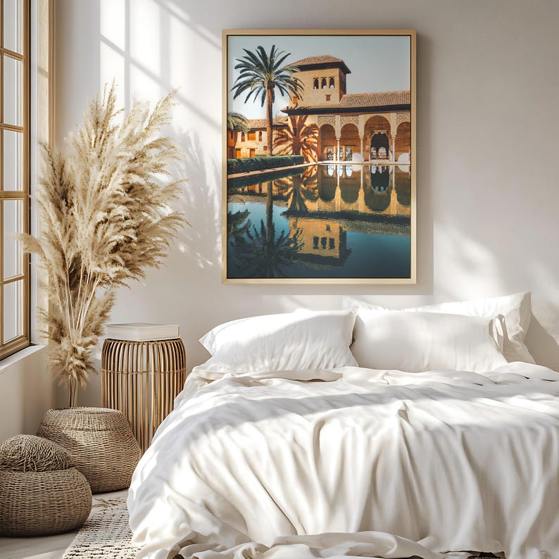 Granada Spain Print Moorish Architecture Printable Alhambra Wall Art Spain Travel Print Desert Palace Garden Islamic Architecture Poster