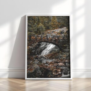 Printable Waterfall Wall Art Nordic Nature Digital Print Norway Travel Home Wall Decor Large Print Norway Mountain Stone Bridge Poster