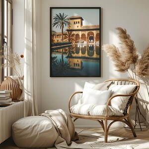 Granada Spain Print Moorish Architecture Printable Alhambra Wall Art Spain Travel Print Desert Palace Garden Islamic Architecture Poster