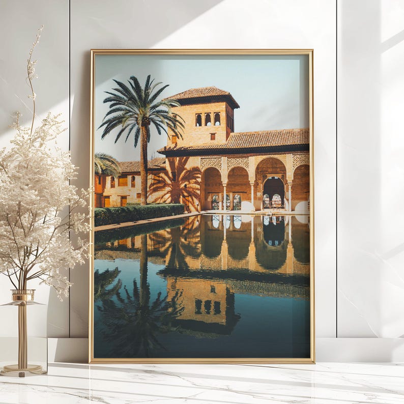 Granada Spain Print Moorish Architecture Printable Alhambra Wall Art Spain Travel Print Desert Palace Garden Islamic Architecture Poster