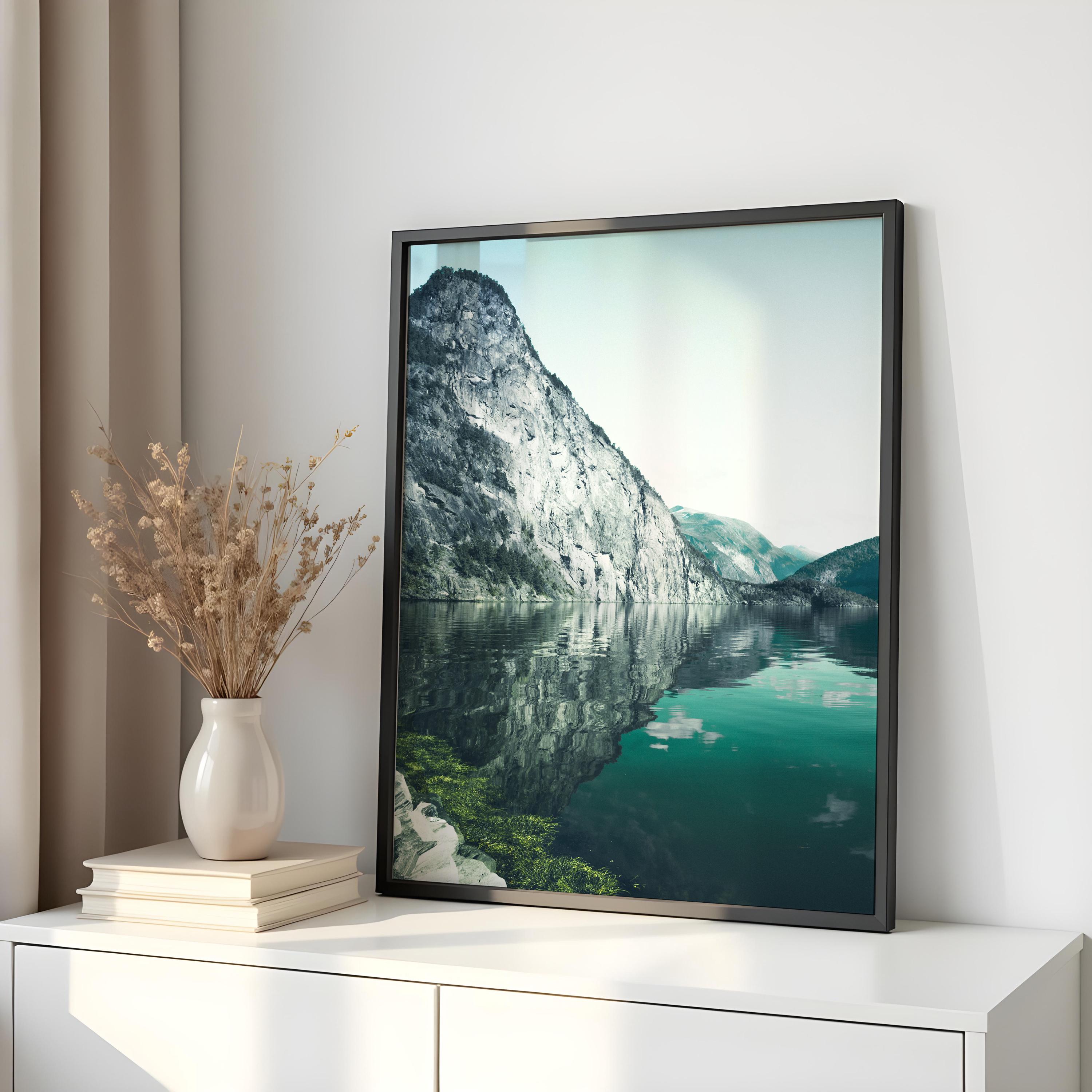 Fjord Art Print, Scandinavian Nature Poster, Ocean Printable Wall