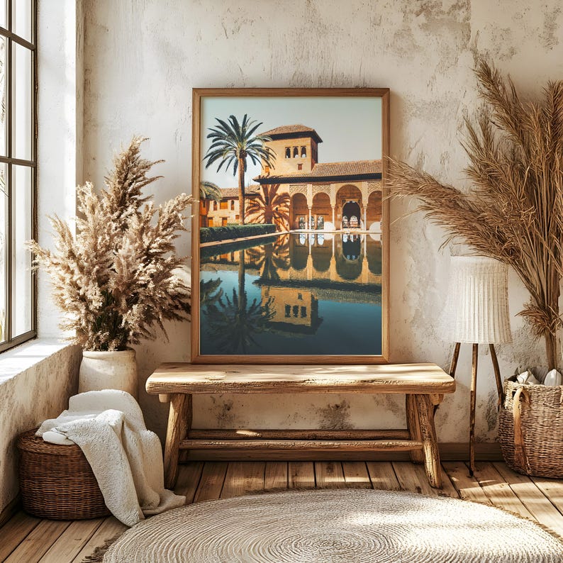 Granada Spain Print Moorish Architecture Printable Alhambra Wall Art Spain Travel Print Desert Palace Garden Islamic Architecture Poster