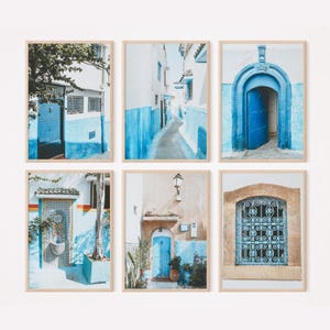 Moroccan Wall Art Prints (Set of 6): Blue & White Islamic Architecture (Digital Download)