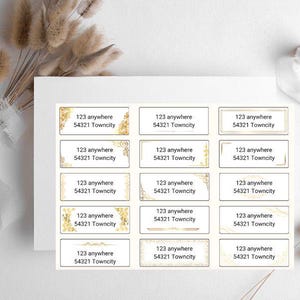 Étiquettes autocollantes d'adresse dorée personnalisées – Pour Mariage, ou pour expédier une invitation élégante, un cadeau ou du courrier