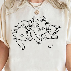 Cute The Aristocats Marie Toulouse Berlioz Sketch Shirt, Disney Cat Lover T-shirt, Comfort Colors Tee, Magic Kingdom, Disney Family Trip