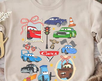 Koszulka z postaciami z filmu „Coquette Cars”, bluza z nadrukiem „Złomek Sally” z filmu „Zygzak McQueen”, dziewczęca koszulka wyścigowa w estetycznym stylu, prezent na rodzinną wycieczkę z Disneya
