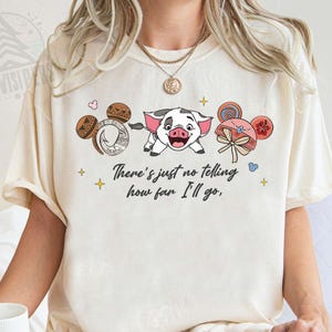 Vaiana Pua-tröja, Hur långt jag ska gå-tröja, Pua Pig Disney-resa, söta öron Vaiana-karaktärströja, polynesiskt tema, söta Disneyland-tröjor bild 1