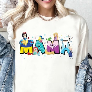 Retro shirt mamaprinses, T-shirt prinses cartoon autofilm, T-shirt Moederdagcadeau, grappig Magic Kingdom, familie-uitstapje Disney