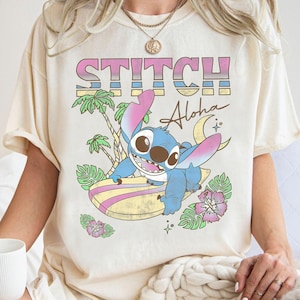 Disney Lilo & Stitch-tröja, Retro Stitch Aloha Tropic Surf Stitch-t-shirt, Comfort Colors-tröja, Rolig Magic Kingdom, Disney-familjeresa