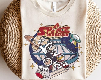 Koszulka Retro Space Mountain, Koszulka Magic Kingdom Vintage Space Mountain, Koszulka Mickey Mouse and Friends, Strój Disney, Rodzinna wycieczka Disney