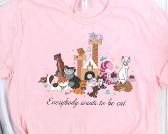Disney Cats-karaktärsgrupp Kattungevänner-tröja, Magic Kingdom-tröja, Marie Toulouse Berlioz Figaro Cheshire-tröja, Disney-familjeresa