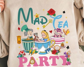 Camiseta Mad Tea Party, sudadera con el Sombrerero Loco de Alicia en el País de las Maravillas, camisetas de regalo para viajes familiares de Disney, camiseta Fantasyland Ride Squad