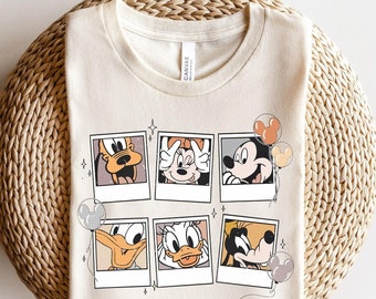 Camiseta Polaroid de Comfort Colors Disney Mickey, Camiseta vintage de Mickey y sus amigos, Camiseta de Disneyworld, Traje divertido de Disney, Viaje familiar de Disney