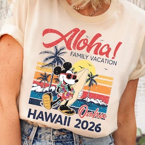 Disney Mickey Aloha Oahu Hawaii 2026 Retro Shirt, Aloha Family Vacation T-shirt, Comfort Color Tee, Birthday Gift Tee, Disneyland Trip Shirt image 1