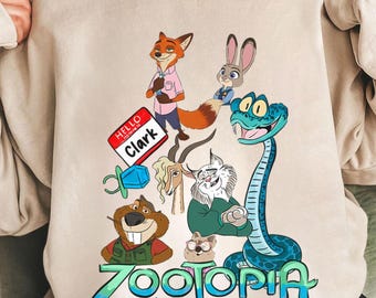 Maglietta del gruppo Disney Zootropolis, maglietta di Nick Wilde e Judy Hopps, felpa con animali Disney, magliette dei personaggi di Zootropolis, maglietta del viaggio in famiglia Disney