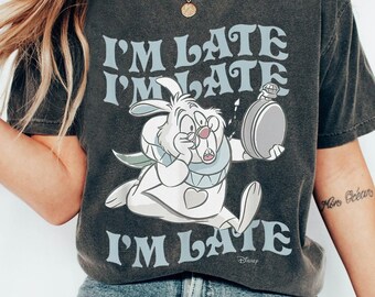 Vintage Disney Alice In Wonderland Shirt, I&#39;M Late White Rabbit T-shirt, Princess Alice Tee, Birthday Gift Shirts, Disneyland Family Trip